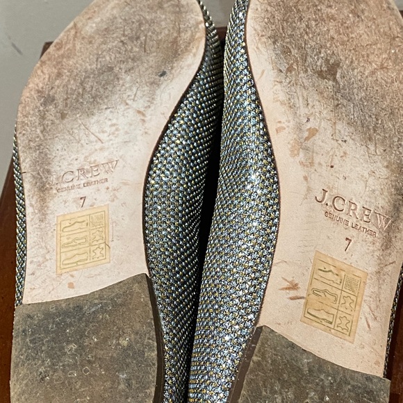 J Crew fabric and leather shimmer gold flats. - Picture 9 of 10
